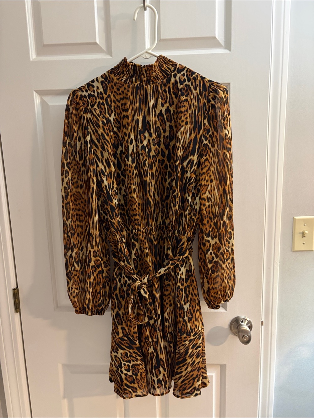 INC International Concepts Leopard Print Long-Sleeve Mini Dress - Brown/Black